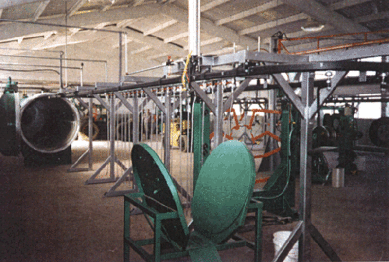 Monorail for tyre casing preparation to curing operation and autoclave